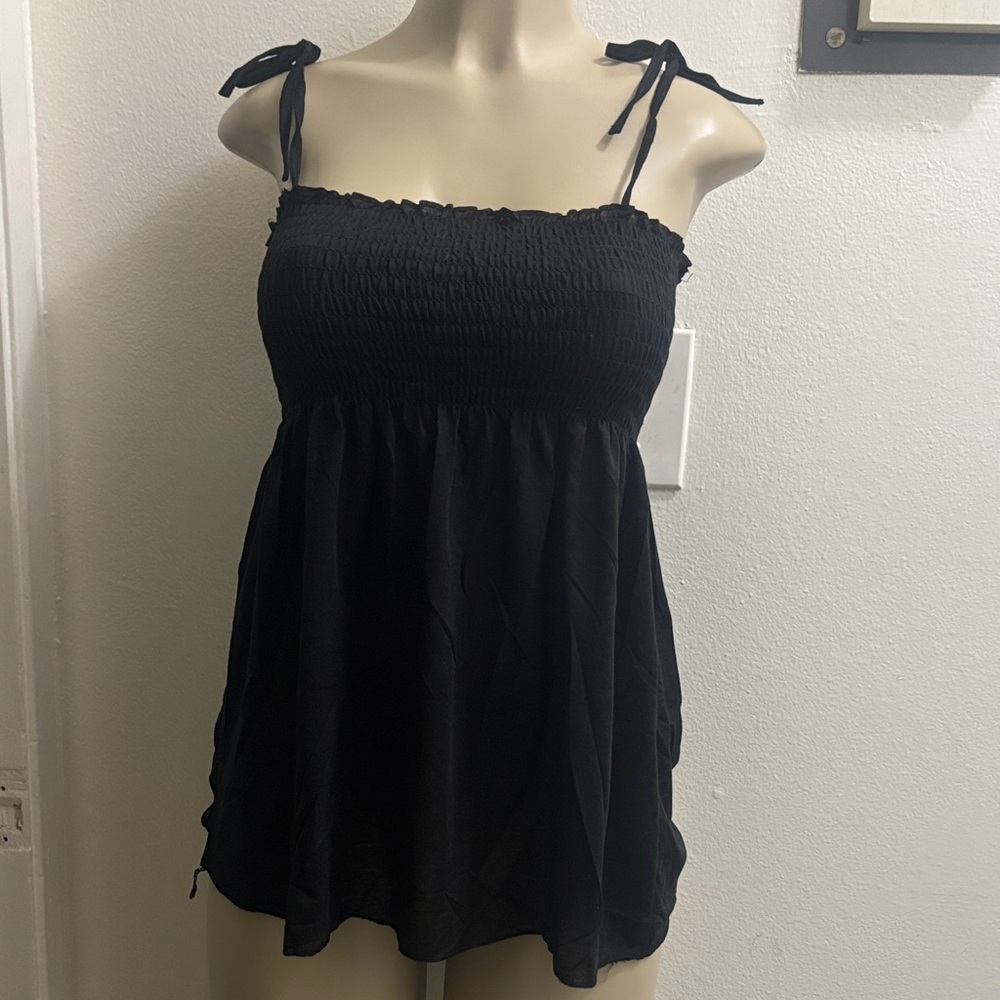 Black Smocked Women's Top